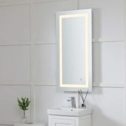 Elegant Furniture & Lighting Touch Sensor Hardwired LED Mirror, Color Changing Temp 3000K/4200K/6400K, 20"x40 -Laural Home Shop 304145d90c706ab0 2981 w800 h800 b0 p0