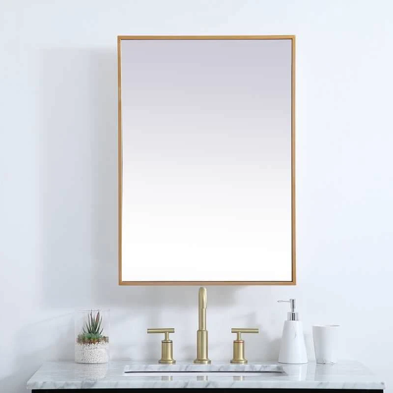 Elegant Furniture & Lighting Metal Mirror Medicine Cabinet 20"x28", Brass Finish 4 Elegant Furniture & Lighting Metal Mirror Medicine Cabinet 20"x28", Brass Finish - Image 2
