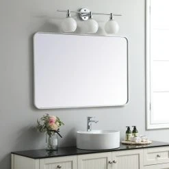 Elegant Furniture & Lighting Ellis Soft Corner Metal Rectangular Mirror, White, 28"x42" -Laural Home Shop 30e10ffd00958dc3 0490 w800 h800 b0 p0