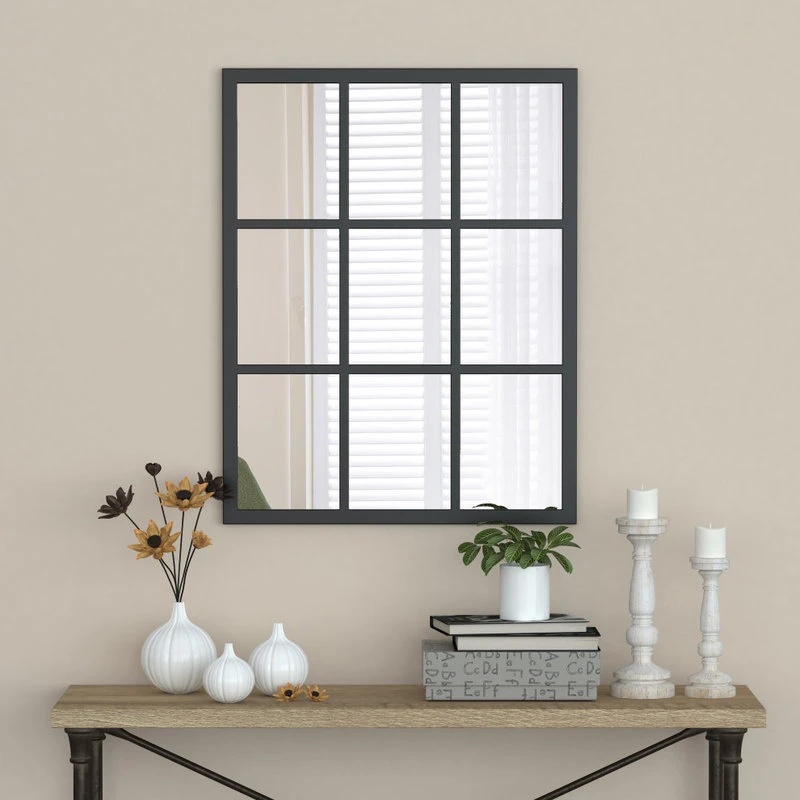AE Bath Signature Trion Black Framed Window Pane Mirror 4 AE Bath Signature Trion Black Framed Window Pane Mirror - Image 2