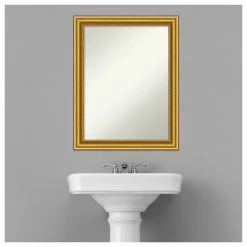 Amanti Art Townhouse Gold Wood Framed Non-Beveled Bathroom Wall Mirror 21.5 X 27.5 In -Laural Home Shop 31114fc102bdde1f 5750 w800 h800 b1 p0