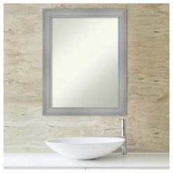 Amanti Art Flair Polished Nickel Non-Beveled Bathroom Wall Mirror - 22 X 28 In. -Laural Home Shop 317184f702bddddd 6189 w800 h800 b1 p0