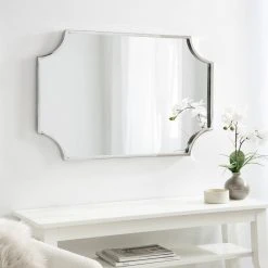 Uniek Rowla Scalloped Wall Mirror, Silver 24x36 15 Uniek Rowla Scalloped Wall Mirror, Silver 24x36 -Laural Home Shop 3221c55d02279c24 2790 w800 h800 b0 p0