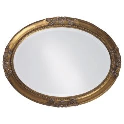HomeRoots Furniture HomeRoots Oval Antique Gold Finish Mirror With Beaded Textured Frame -Laural Home Shop 3251c2c60065c62d 6003 w800 h800 b1 p0