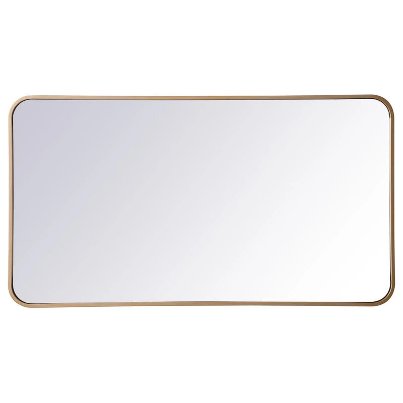 Elegant Furniture & Lighting Ellis Soft Corner Metal Rectangular Mirror, Brass, 22"x40" 3 Elegant Furniture & Lighting Ellis Soft Corner Metal Rectangular Mirror, Brass, 22"x40"