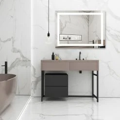 Kiva Rhyme 48"(W)X36"(H) Hardwired Bathroom Led Lighted Backlit Mirror With Square Design 9 Kiva Rhyme 48"(W)X36"(H) Hardwired Bathroom Led Lighted Backlit Mirror With Square Design -Laural Home Shop 3321393a0db14133 5572 w800 h800 b0 p0