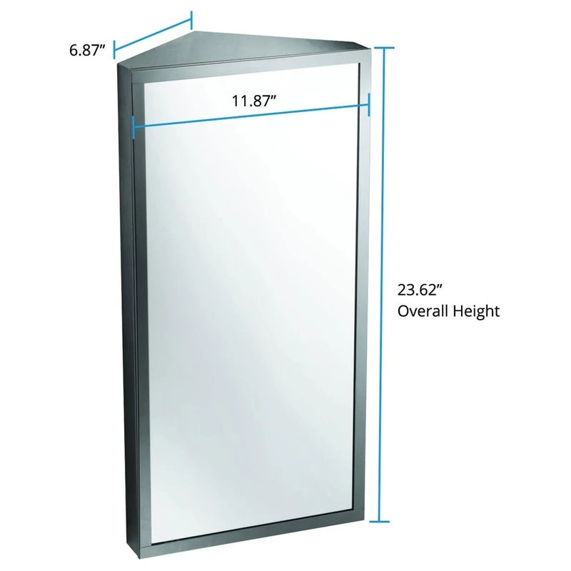 Renovators Supply Manufacturing Corner Wall Mount Medicine Cabinet With Mirror Stainless Steel Door 23.6"x11.8" 6 Renovators Supply Manufacturing Corner Wall Mount Medicine Cabinet With Mirror Stainless Steel Door 23.6"x11.8" - Image 4