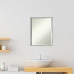Amanti Art Shiplap White Narrow Beveled Wood Bathroom Wall Mirror - 19 X 25 In. -Laural Home Shop 33c1b2390e3d6bac 6546 w800 h800 b0 p0