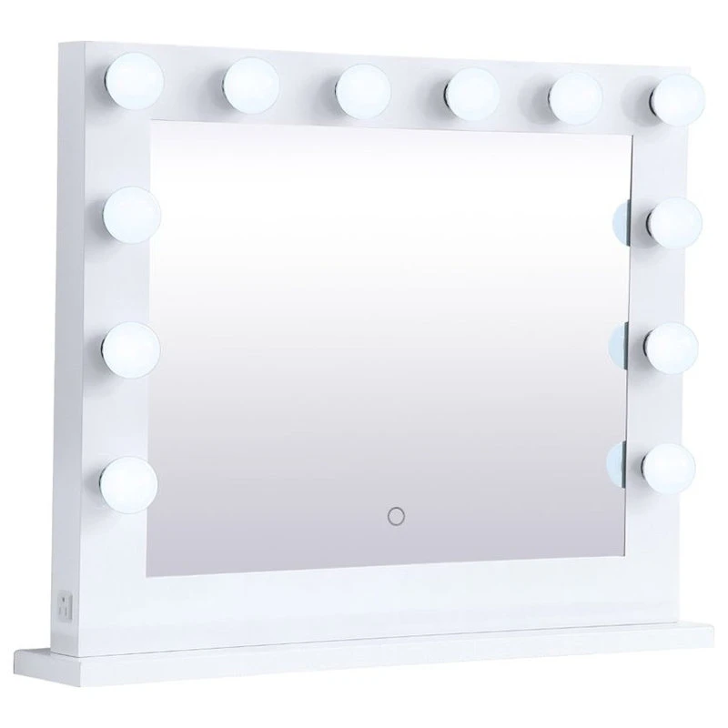 Elegant Furniture & Lighting Elegant Decor Brenda 26" X 32" Plug In LED Vanity Mirror In White 5 Elegant Furniture & Lighting Elegant Decor Brenda 26" X 32" Plug In LED Vanity Mirror In White - Image 3