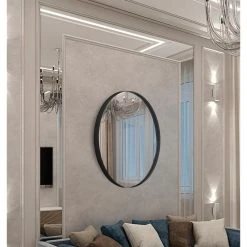 Mirrona LLC Decorative Round Mirror, Black, 24 -Laural Home Shop 346197d802867fd5 2337 w800 h800 b0 p0