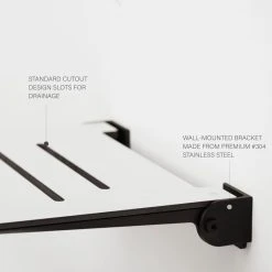 Seachrome Corporation Seachrome SlimLine Folding Wall Mount Shower Seat, White With Matte Black -Laural Home Shop 3471d46b011ea9ce 4671 w800 h800 b0 p0