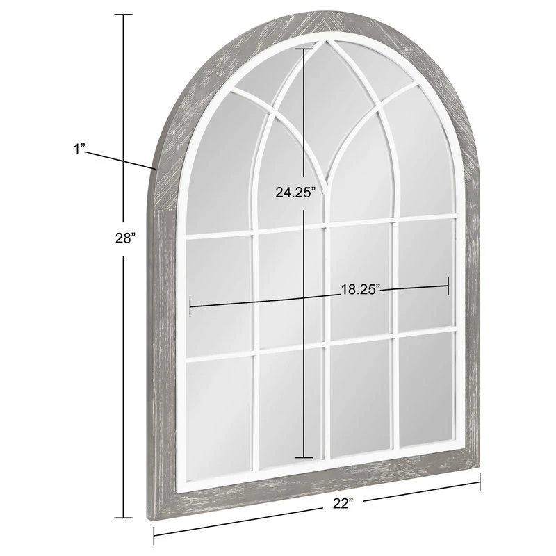 Uniek Nola Framed Windowpane Arch Mirror, Gray 22x28 7 Uniek Nola Framed Windowpane Arch Mirror, Gray 22x28 - Image 5