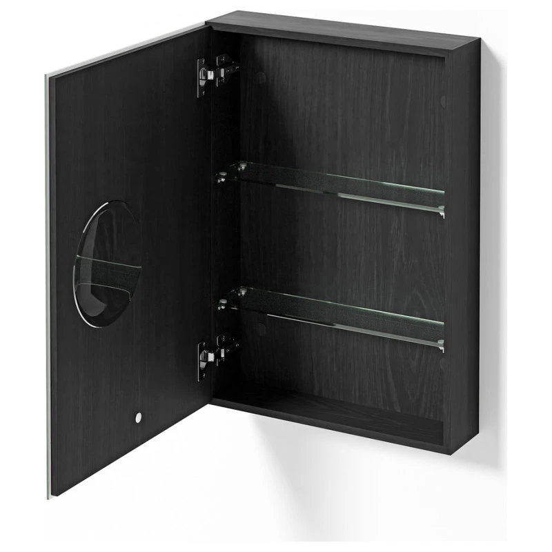 Coppice Wooden Bathroom Mirror Cabinet | Wireworks Magnifier, Black Oak 4 Coppice Wooden Bathroom Mirror Cabinet | Wireworks Magnifier, Black Oak - Image 2