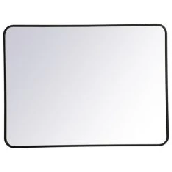 Elegant Furniture & Lighting Elegant Decor Evermore 30x40" Soft Corner Metal Rectangular Mirror In Black