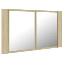 Vida XL International B.V. VidaXL LED Bathroom Mirror Cabinet Sonoma Oak Acrylic LED Mirrored Cabinet -Laural Home Shop 3621801001c34941 8842 w800 h800 b1 p0