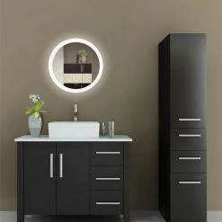 Krugg Reflections Sol Round LED Lighted Wall Mount Vanity Mirror With Defogger, 22" -Laural Home Shop 3671e4ad0939a585 8757 w800 h800 b0 p0