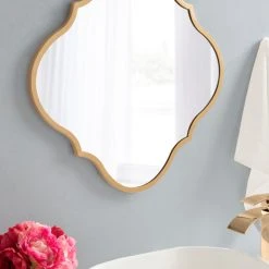 Uniek Higby Framed Wall Mirror, Gold, 21"x21" -Laural Home Shop 3691f99702b08758 5531 w800 h800 b0 p0
