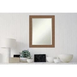 Amanti Art Alta Medium Brown Beveled Bathroom Wall Mirror - 22.5 X 28.5 In. -Laural Home Shop 371173880ec6db35 6176 w800 h800 b0 p0