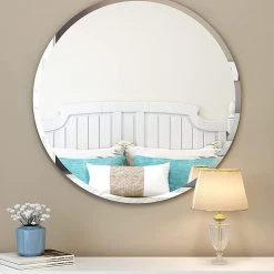 Imtinanz Round Beveled Polished Frameless Wall Mirror For Bathroom 9 Imtinanz Round Beveled Polished Frameless Wall Mirror For Bathroom -Laural Home Shop 3711c6d9014c8aae 6601 w800 h800 b0 p0