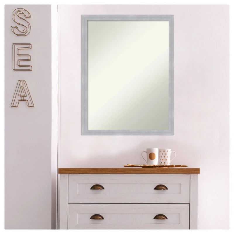 Amanti Art Grace Brushed Nickel Narrow Non-Beveled Bathroom Wall Mirror - 20 X 26 In. 9 Amanti Art Grace Brushed Nickel Narrow Non-Beveled Bathroom Wall Mirror - 20 X 26 In. - Image 7