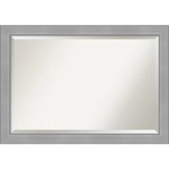 Amanti Art Vista Brushed Nickel Beveled Bathroom Wall Mirror - 40.25 X 28.25 In.