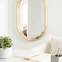 Uniek Hutton Wood Framed Capsule Mirror, Natural 24x36 15 Uniek Hutton Wood Framed Capsule Mirror, Natural 24x36 -Laural Home Shop 3781d4f8005e0aa4 2899 w800 h800 b0 p0