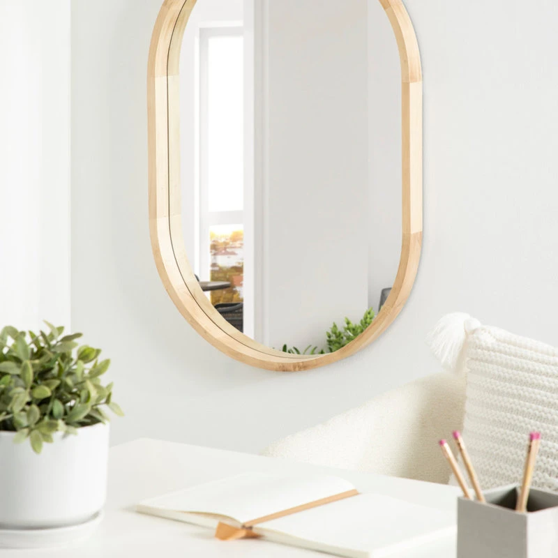Uniek Hutton Wood Framed Capsule Mirror, Natural 24x36 8 Uniek Hutton Wood Framed Capsule Mirror, Natural 24x36 - Image 6