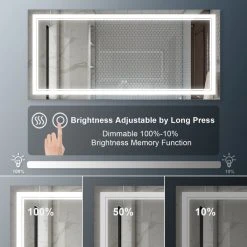 Wellfor Frameless LED Lighted Dimmable Bathroom Vanity Mirror With Defogger, 60"x28" -Laural Home Shop 37a1553d02f4dbab 7338 w800 h800 b0 p0