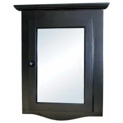 Renovators Supply Manufacturing Black Bathroom Wall Mount Corner Medicine Cabinet Solid Wood Recessed Mirror