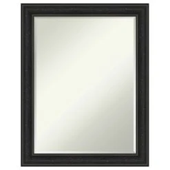 Amanti Art Shipwreck Black Narrow Petite Bevel Bathroom Wall Mirror 22 X 28 In.