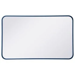Elegant Furniture & Lighting Elegant Decor MR802236BL Soft Corner Metal Rectangular Mirror, 22"x36", Blue