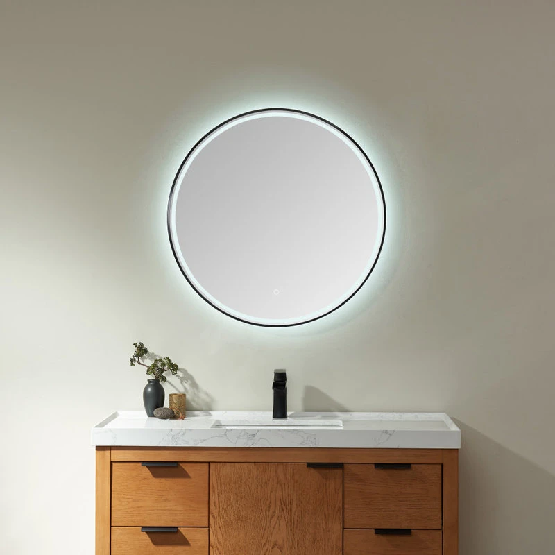 Vinnova 32'' Round LED Lighted Accent Bathroom/Vanity Wall Mirror 3 Vinnova 32'' Round LED Lighted Accent Bathroom/Vanity Wall Mirror