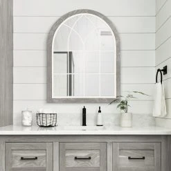 Uniek Nola Framed Windowpane Arch Mirror, Gray 22x28 19 Uniek Nola Framed Windowpane Arch Mirror, Gray 22x28 -Laural Home Shop 3a41822701d33a04 6215 w800 h800 b0 p0