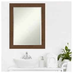 Amanti Art Carlisle Brown Beveled Wood Bathroom Wall Mirror - 22 X 28 In. -Laural Home Shop 3a61d97b0fcfd29f 6128 w800 h800 b1 p0