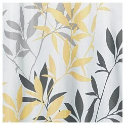IDesign Leaves Fabric Shower Curtain, 72"x72", Yellow And Gray -Laural Home Shop 3aa135cd0beb1890 3911 w800 h800 b1 p0