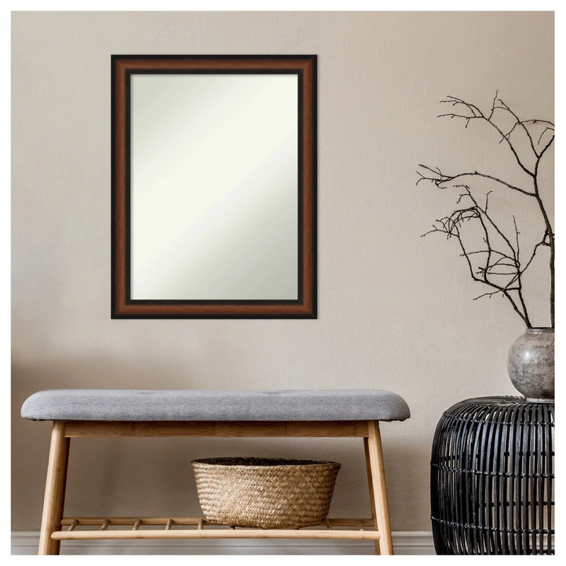 Amanti Art Yale Walnut Non-Beveled Bathroom Wall Mirror - 21.5 X 27.5 In. 8 Amanti Art Yale Walnut Non-Beveled Bathroom Wall Mirror - 21.5 X 27.5 In. - Image 6