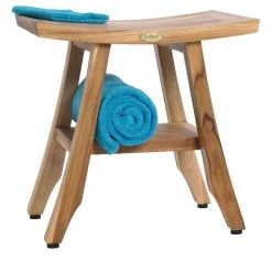 Ecodecors Satori Eastern Style Earthyteak Shower Bench, 18", With Shelf -Laural Home Shop 3ad10a8008112b9f 8248 w800 h800 b1 p0