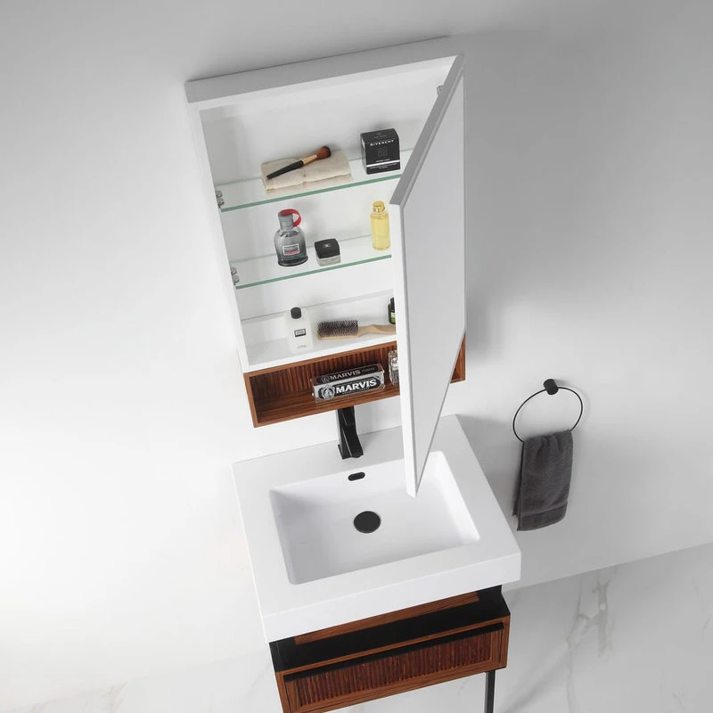 Fine Fixtures Dakota Medicine Cabinet, 21" Wide, White, Teak Shelf 6 Fine Fixtures Dakota Medicine Cabinet, 21" Wide, White, Teak Shelf - Image 4