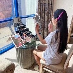 Impressions Vanity Company Starlet Led Handheld Makeup Mirror, Pearl White -Laural Home Shop 3b01175003ee1bad 8932 w800 h800 b0 p0