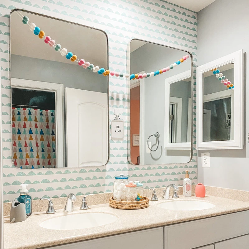 FrameMyMirror Highland Framed Rounded Rectangle Mirror, Nickel 9 FrameMyMirror Highland Framed Rounded Rectangle Mirror, Nickel - Image 7