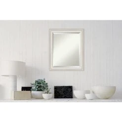 Amanti Art Trio White Wash Silver Beveled Bathroom Wall Mirror - 20.5 X 24.5 In. -Laural Home Shop 3b7171d20ec6c417 6848 w800 h800 b0 p0