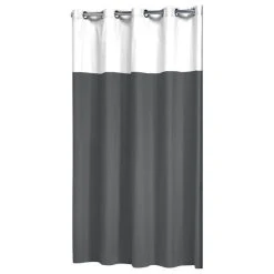 Extra Long Hookless Shower Curtain 72"x78" Sealskin Doppio, Gray And White