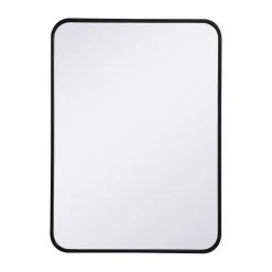 Elegant Furniture & Lighting Ellis Soft Corner Metal Rectangular Mirror, Black, 22"x30"