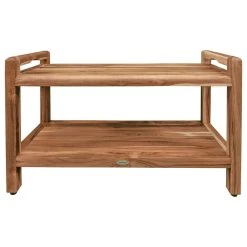 EcoDecors EarthyTeak Classic Shower Bench, Shelf And LiftAide Arms, 35"