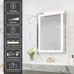 Wellfor Frameless LED Lighted Dimmable Bathroom Vanity Mirror With Defogger, 24"x36" -Laural Home Shop 3f2168dc03720dad 7293 w800 h800 b0 p0