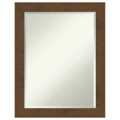 Amanti Art Carlisle Brown Beveled Wood Bathroom Wall Mirror - 22 X 28 In.