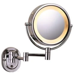 SEE ALL INDUSTRIES Modern Wall Mounted Chrome Make-Up Mirror, Direct Hardwiring