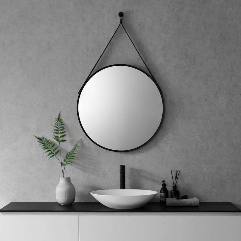Altair Epoca 28" Circle Bathroom/Vanity Aluminum Framed Wall Mirror, Matt Black 3 Altair Epoca 28" Circle Bathroom/Vanity Aluminum Framed Wall Mirror, Matt Black