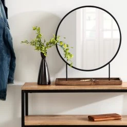 Uniek Maxfield Round Tabletop Mirror, Black, 18x22 -Laural Home Shop 4041566c00b63817 4983 w800 h800 b0 p0