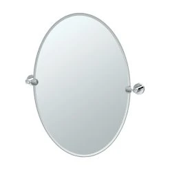 Gatco Fine Bathware Glam 26.5" Frameless Oval Mirror, Matte Black